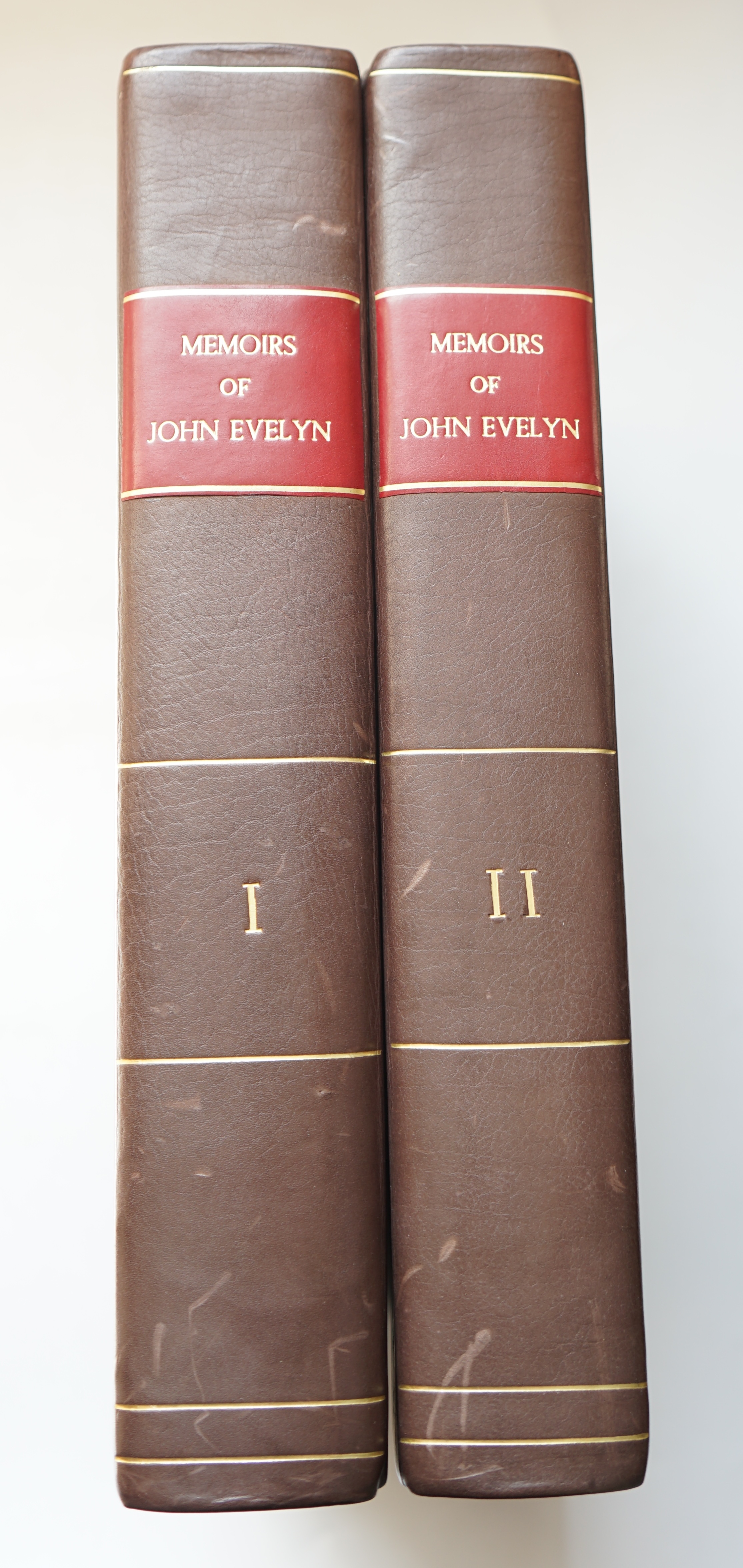 Evelyn , John - Memoirs Illustrative of the Life and Writings of John Evelyn, Esq. F.R.S., edited by William Bray, 2 Vols, 2nd edition, large paper copy, rebound quarter calf with renewed endpapers, with 12 engraved plat